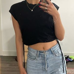 Black Aritzia Tie Ruched Tee